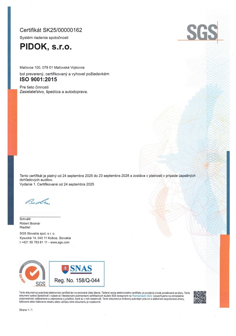 Certifikát SK